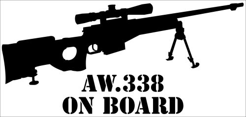 Aufkleber "AW338 On Board" schwarz