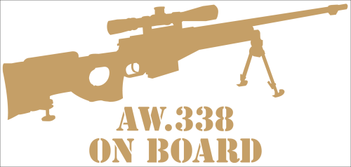 Aufkleber "AW338 On Board" gold